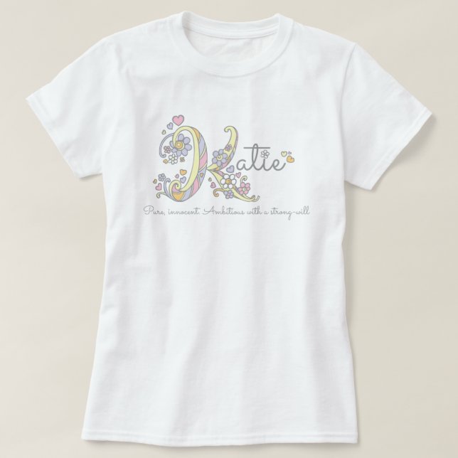 Katie tjejer namn betyder K monogramhjärtan Tröja (Design framsida)
