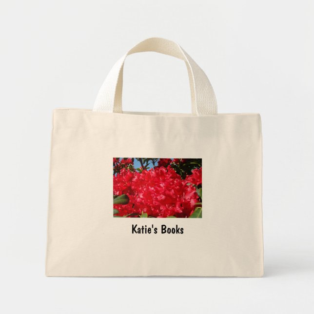 Katies boktote väskas skola röda blommor mini tygkasse (Framsidan)