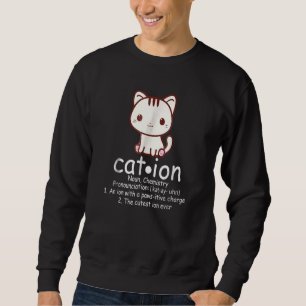 Kation Katt Jon Vetenskap Pawsitiv Puns kemi Lång Ärmad Tröja