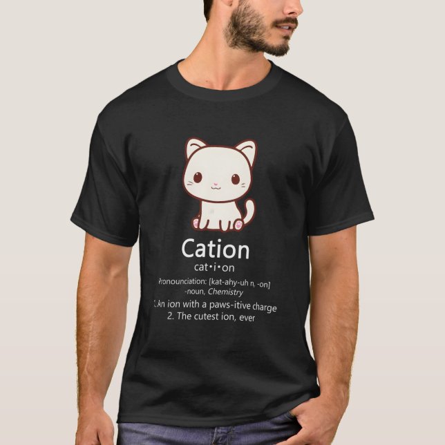 Katjon Katt Jon Vetenskap Pawsitiv Puns kemi T Shirt (Framsida)