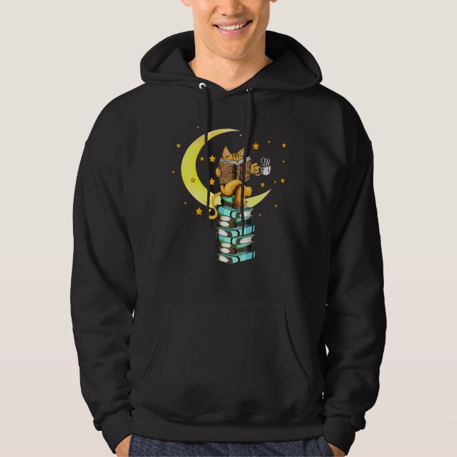 Katkaffe Läser Kat Bokar Läs Stubenter Kitte Hoodie (Framsida)