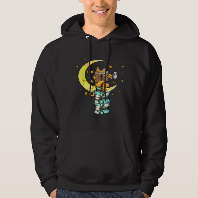 Katkaffe Läser Kat Bokar Läs Stubenter Kitte Hoodie (Framsida)