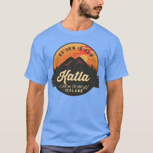 Katla vulkan Islandien Retro solnedgång vandring c T Shirt