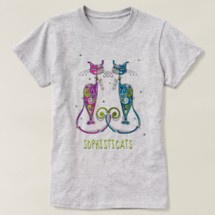 KATLAST Abstrakt Sofistikerade Finare-katter Tee Shirt