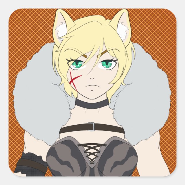 Katlin-chan Fyrkantigt Klistermärke (Framsida)