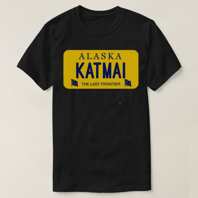 Katmai Alaska License Plate T Shirt (Design framsida)