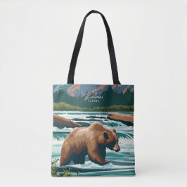 Katmai Alaska USA Vintage resor Illustration Tygkasse