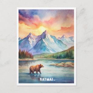 Katmai National Park Akvarellmålning Vykort