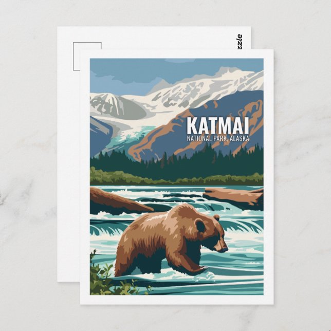 Katmai National Park Alaska USA Vykort (Fram/baksida)