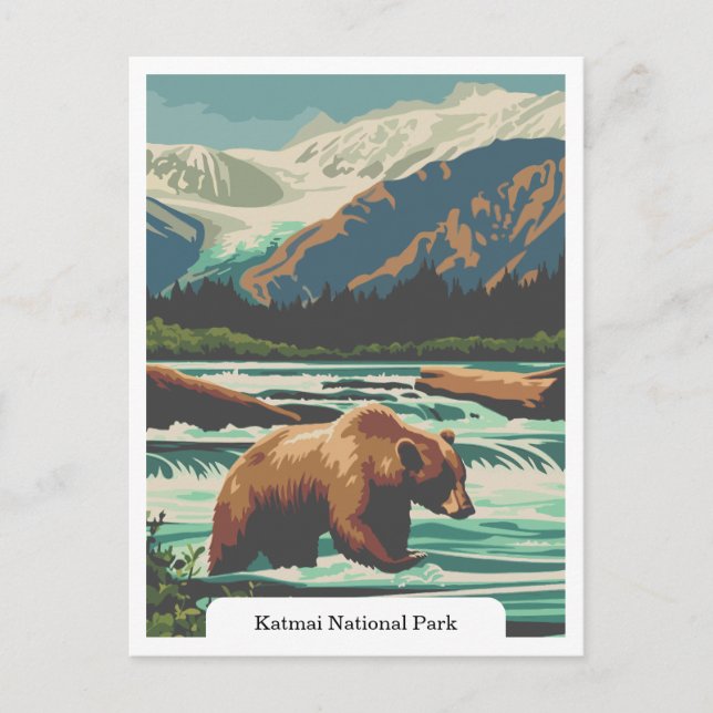 Katmai National Park, Alaska, USA Vykort (Framsida)