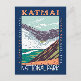 Katmai National Park Alaska Vintage Distressed Vykort