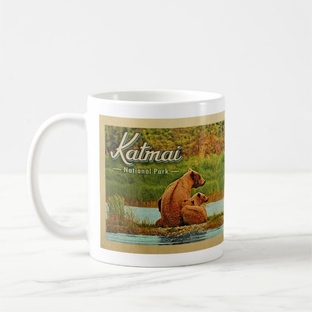 Katmai National Park Bears Vintage Kaffemugg (Vänster)