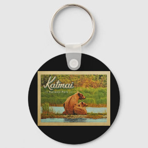 Katmai National Park Bears Vintage Nyckelring