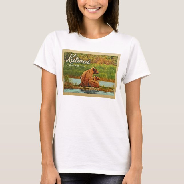 Katmai National Park Bears Vintage T Shirt (Framsida)