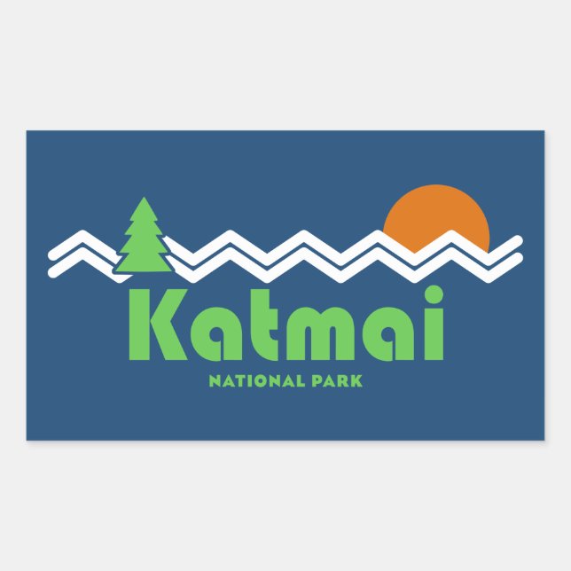 Katmai National Park Retro Rektangulärt Klistermärke (Framsida)