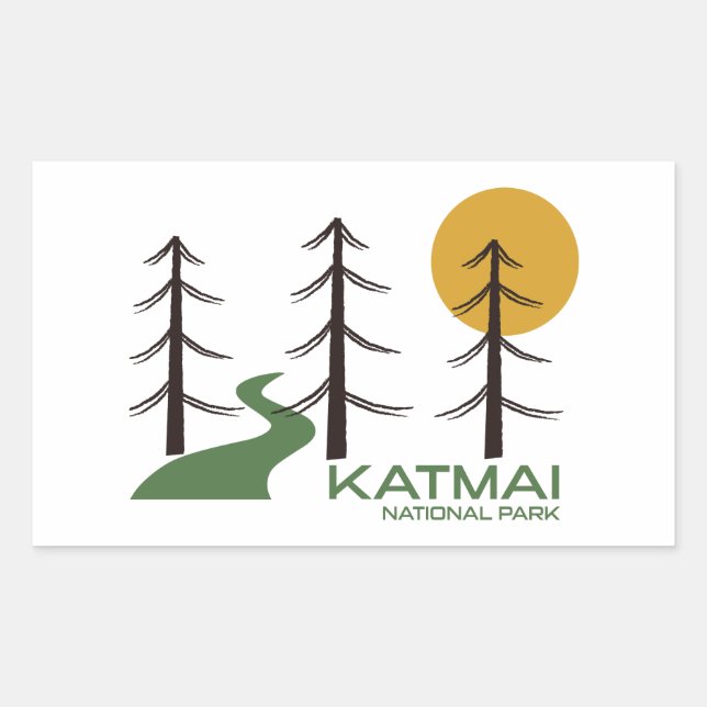 Katmai National Park Trail Rektangulärt Klistermärke (Framsida)