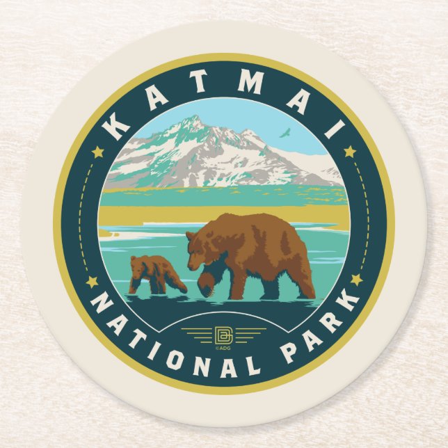 Katmai National Park Underlägg Papper Rund (Framsidan)