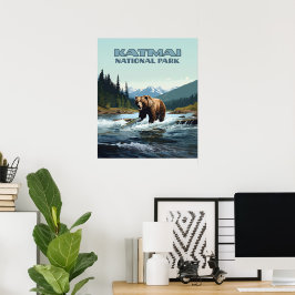 Katmai nationalpark Alaska Bear Brooks River Poster