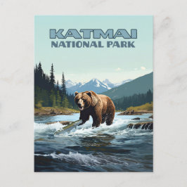 Katmai nationalpark Alaska Bear Brooks River Vykort