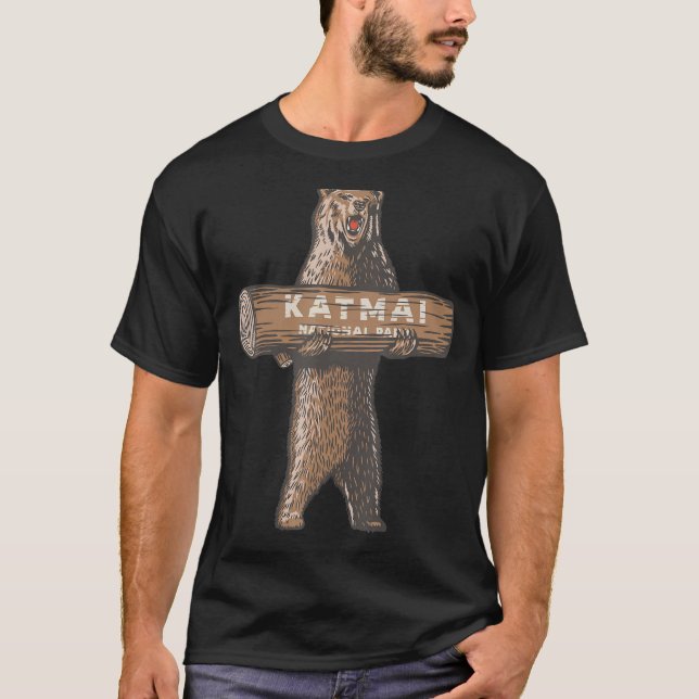 Katmai nationalpark Alaska Bear Family Vacacation T Shirt (Framsida)