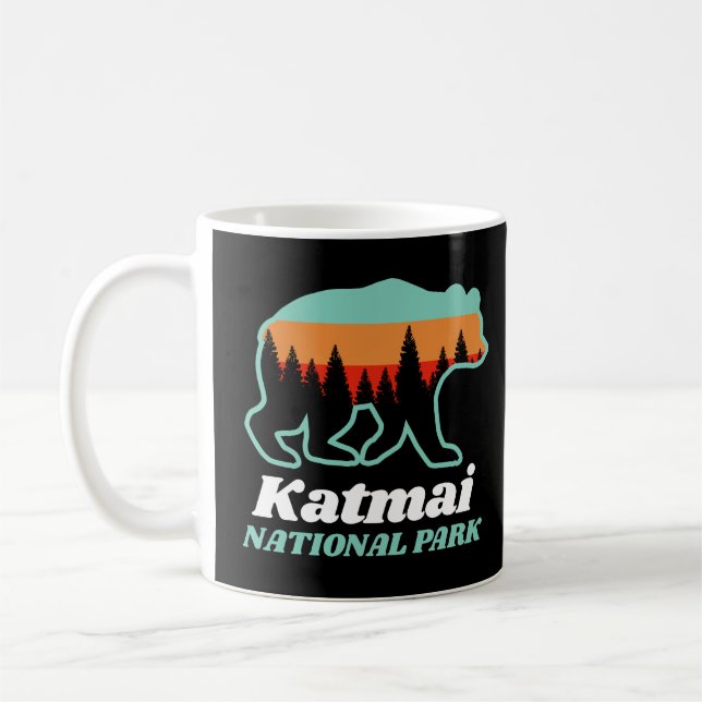 Katmai nationalpark Alaska Bear Retro Gift Kaffemugg (Vänster)