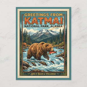 Katmai Nationalpark Alaska Retro Vykort