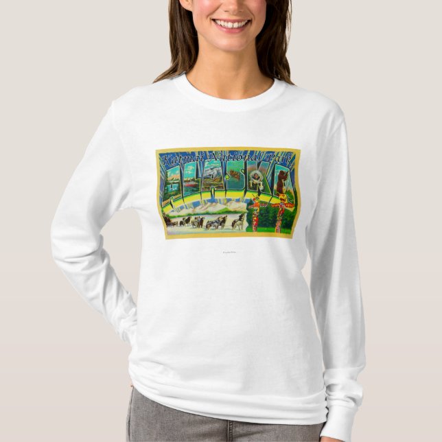 Katmai nationalpark, Alaska - stora brevplatser T-shirt (Framsida)