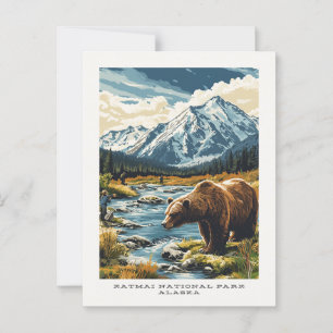 Katmai nationalpark Alaska Travel Postcard Vykort