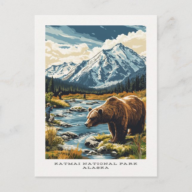 Katmai nationalpark Alaska Travel Postcard Vykort (Framsida)