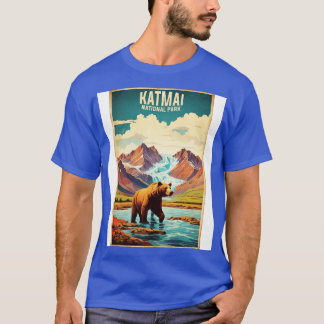 Katmai nationalpark Alaska USA Vintage resor Ret T Shirt