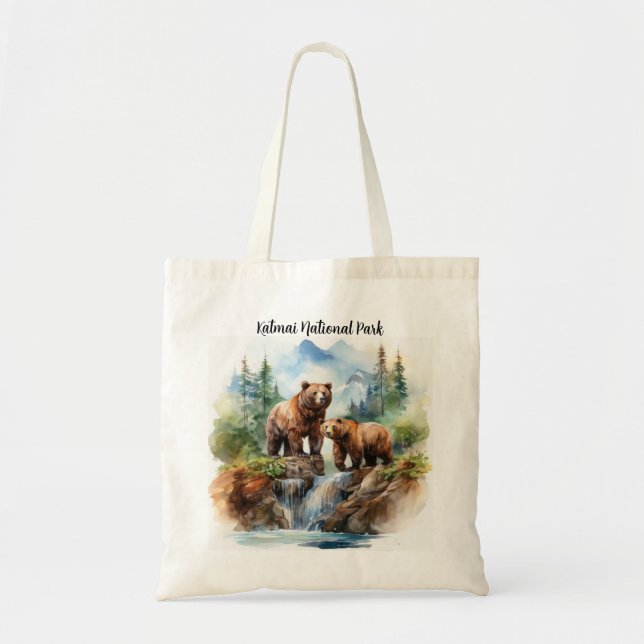 Katmai nationalpark Brooks Falls Tote bags Tygkasse (Framsidan)