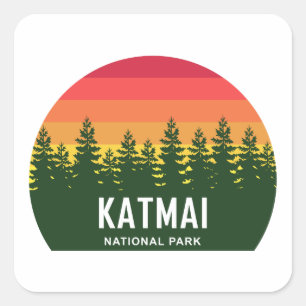 Katmai nationalpark fyrkantigt klistermärke