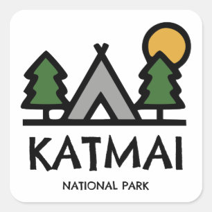 Katmai nationalpark fyrkantigt klistermärke