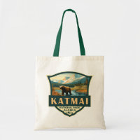 Katmai nationalpark Illustration Retro Badge
