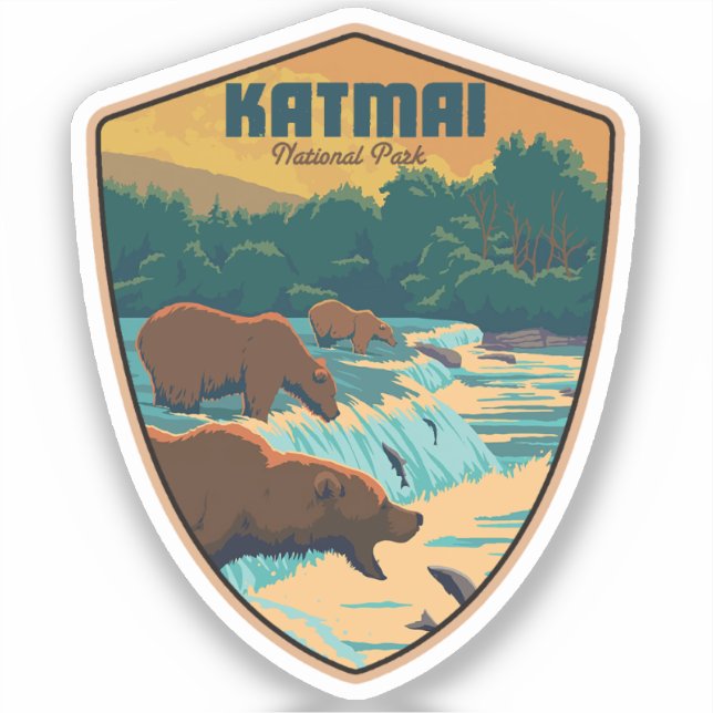 Katmai nationalpark klistermärken (Framsida)