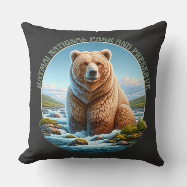 Katmai nationalpark och beskyddare kudde (Framsida)