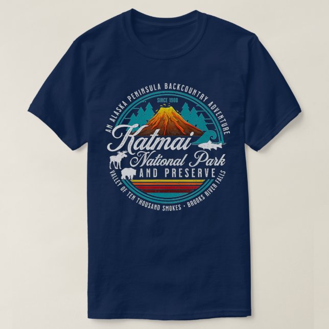 Katmai Nationalpark - reserv Alaska Bear Watching T Shirt (Design framsida)