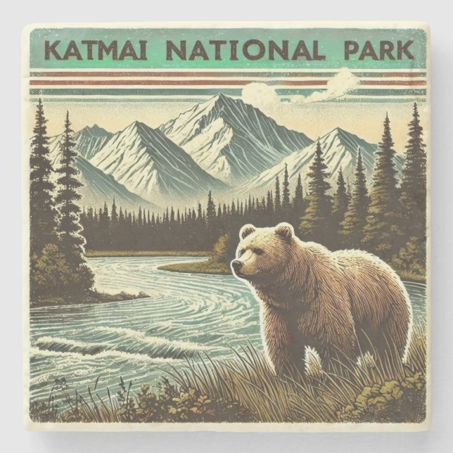 Katmai nationalpark stenunderlägg (Framsidan)