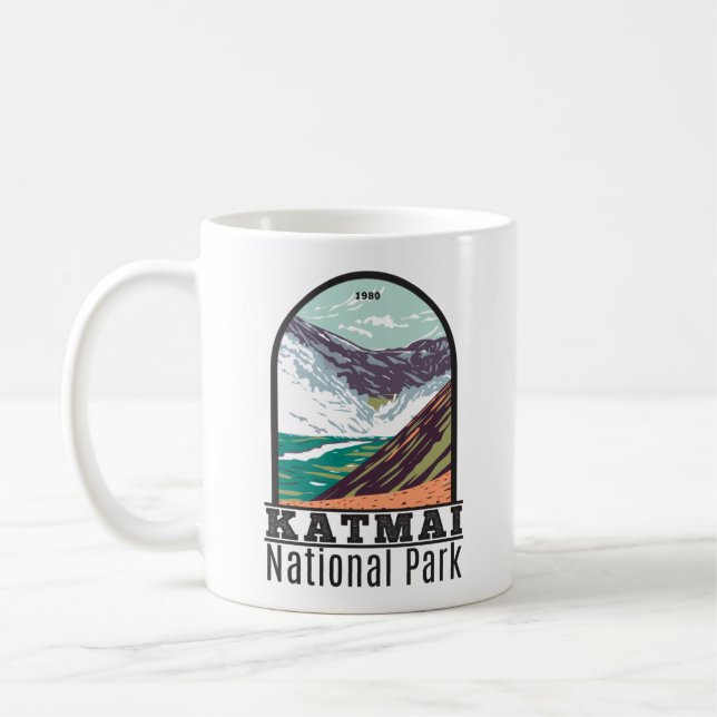 Katmai nationalpark tio tusen rökare Vintage Kaffemugg (Vänster)