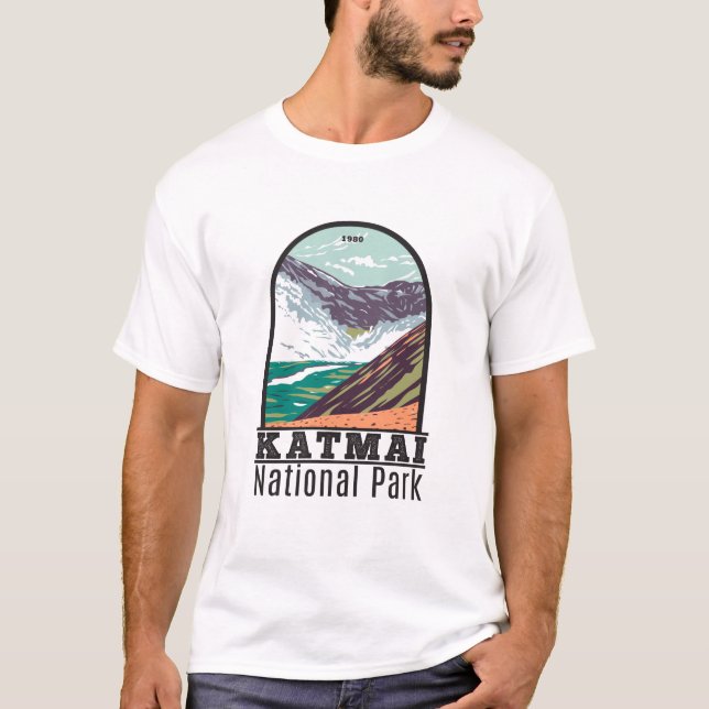 Katmai nationalpark tio tusen rökare Vintage T Shirt (Framsida)