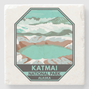 Katmai nationalparkens toppmöte Crater Sjö Alask Stenunderlägg