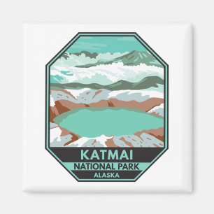 Katmai nationalparkens toppmöte Crater Sjö Alaska Magnet