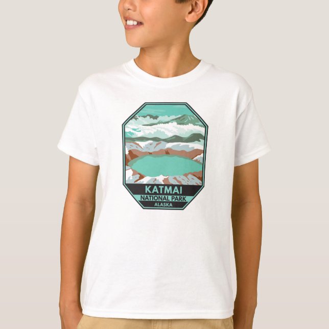 Katmai nationalparkens toppmöte Crater Sjö Alaska  T Shirt (Framsida)