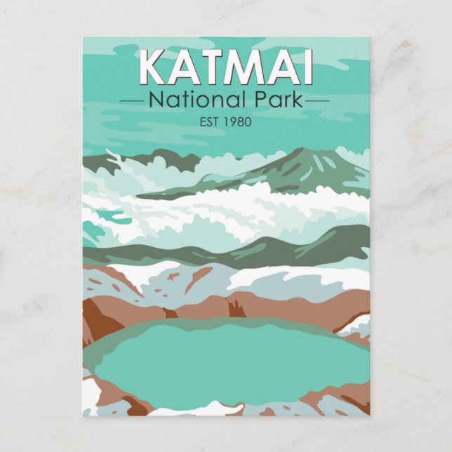 Katmai nationalparkens toppmöte Crater Sjö Alaska Vykort (Framsida)