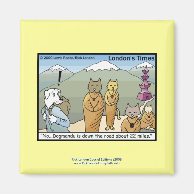 Katmandu & Dogmandu Tecknad Funny Magnet (Framsidan)