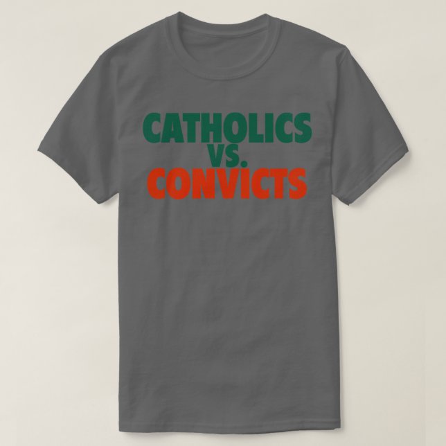 Katolics Vs Convicts Retro 1988-spel T Shirt (Design framsida)
