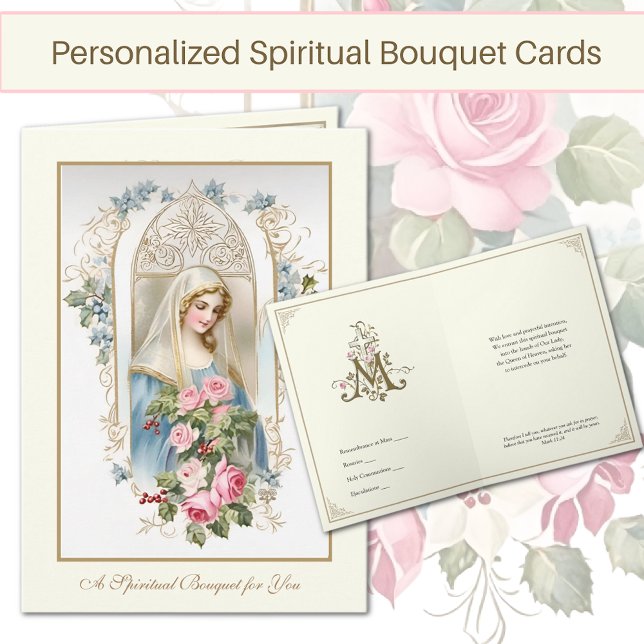Katolik Andlig Bouquet Prayer Ro Helgkort (Traditional Catholic Spiritual Bouquet Cards)