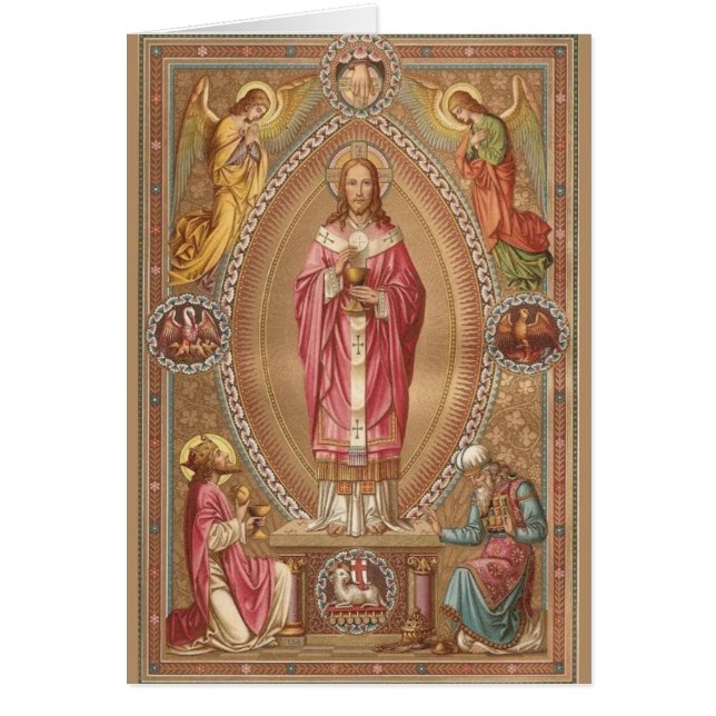 Katoliken för Jesus KristusEucharist samlas det Hälsningskort (Framsidan)