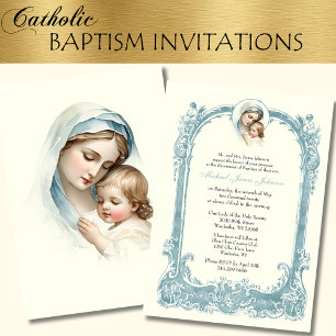 Katolisk baptism - Christening Mary Jesus Inbjudningar