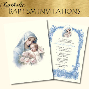 Katolisk baptism - Christening Mary Jesus Inbjudningar